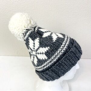 Nardi & Tagliaferri Knit Wool Alpaca Blend Cuffed Pom Beanie OS